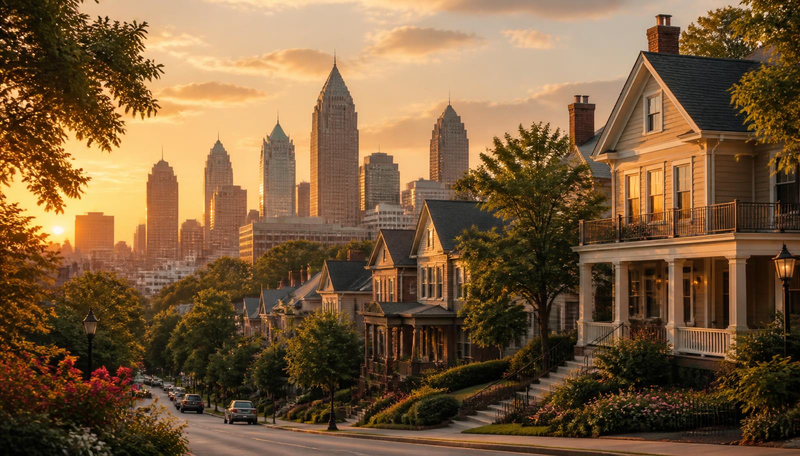 Georgia neighborhood at golden hour